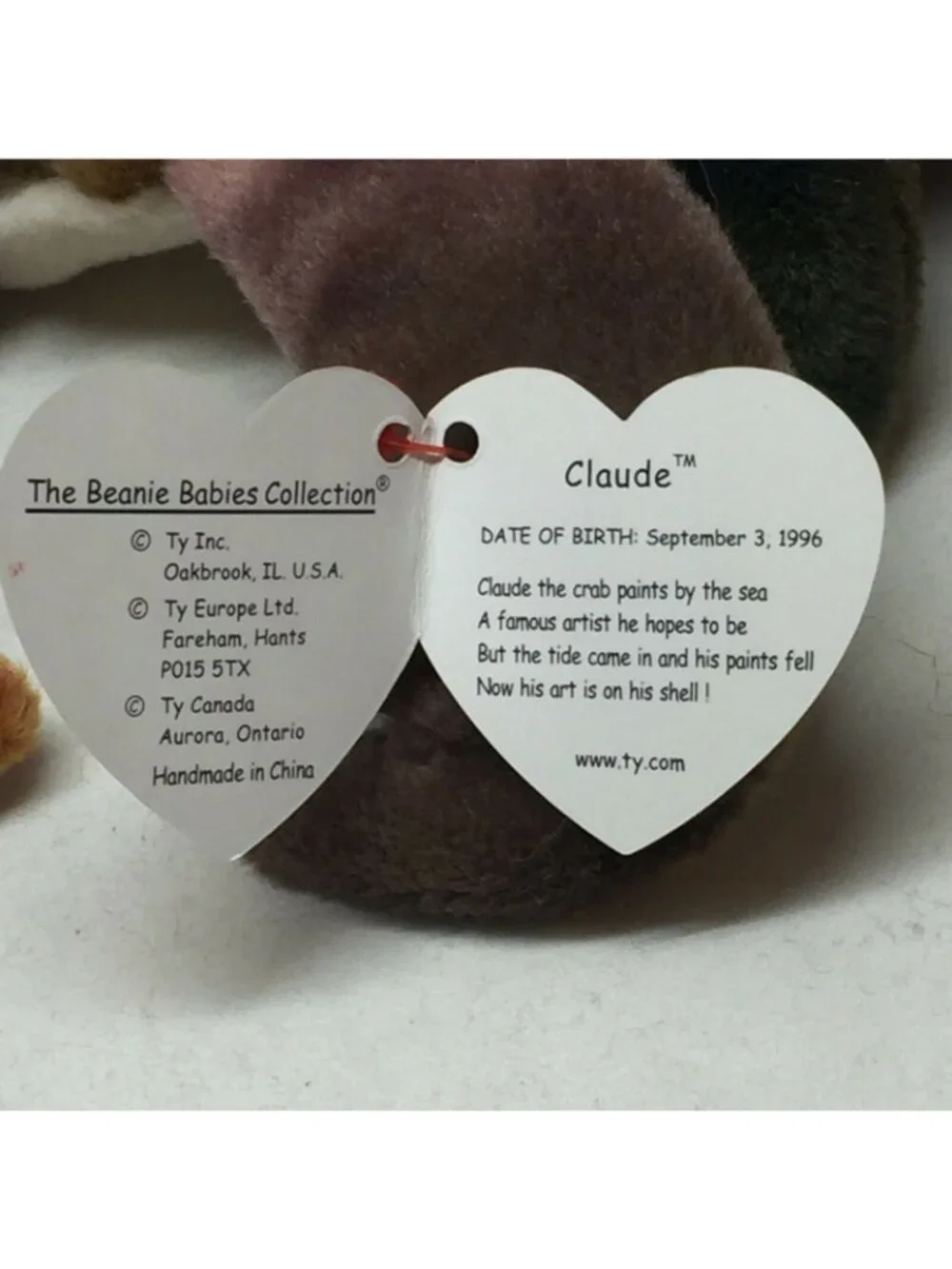 Ty Original Beanie Baby Claude Crab Plush Stuffed Animal W Tag September 3 1996